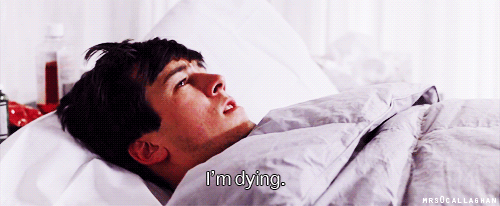 Boy from Ferris Bueller's Day Off lying in bed sick say, "I'm dying".