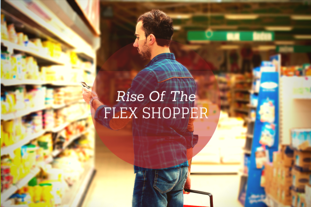 Man in grocery store representing flex shopper – why ecommerce businesses need to go omnichannel.