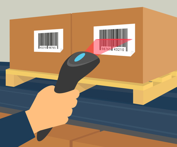 Barcode scanning – representing USPS Priority Mail International shipment tracking and delivery confirmation