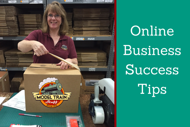 ModelTrainStuff.com – woman packing box – online business success stories – shipping tips