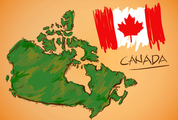 Canada Map And National Flag Vector