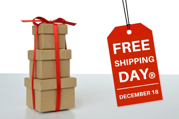 Christmas gift boxes stacked on top of each other – Free Shipping Day 2015