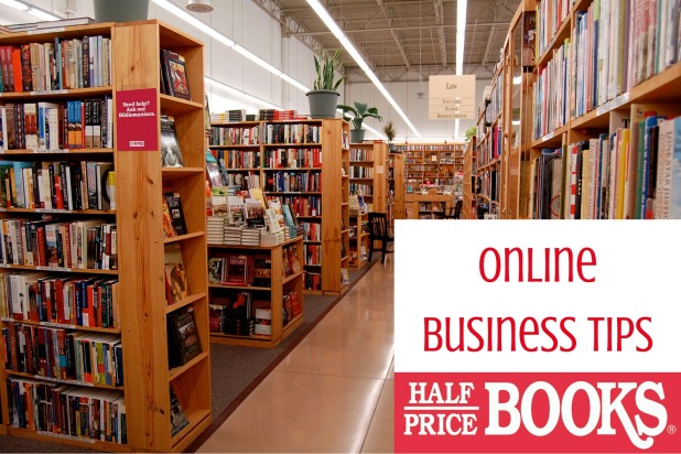 Bookshelves at Half Price Book store – an example of a successful small online business