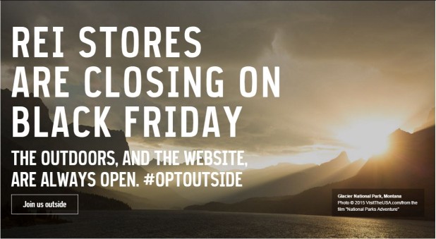 REI Black Friday promotion - stores closed on Thanksgiving Day in 2015