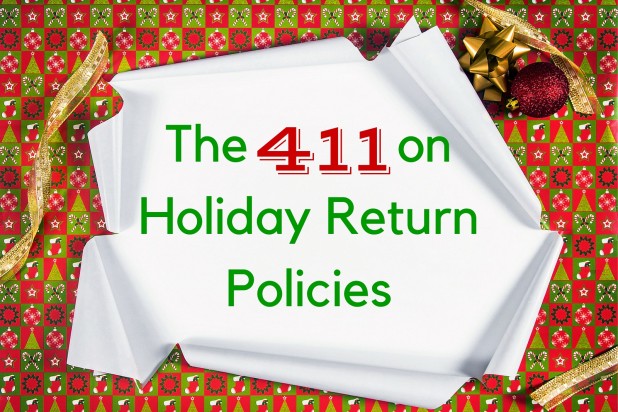 Wrapping paper revealing the 411 on a holiday return policy