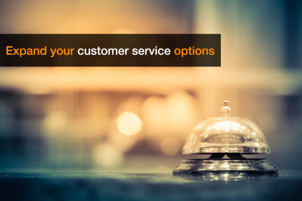 service bell with expand your customer service options above it