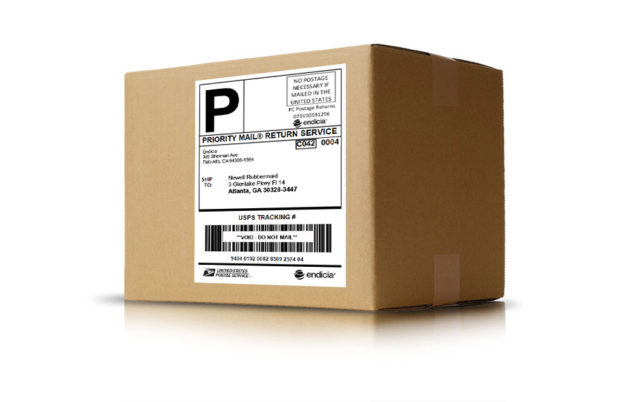 Endicia Pay-on-Use Returns label on box