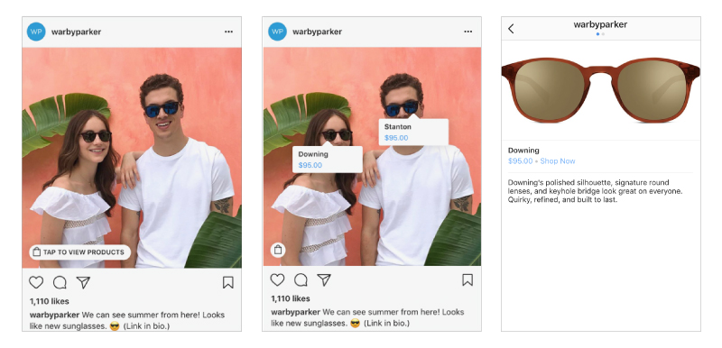 Warby Parker shoppable Instagram