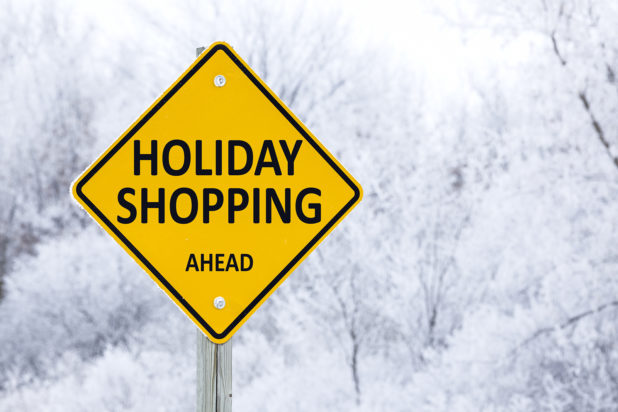 Holiday Shopping Ahead Road Warning Sign