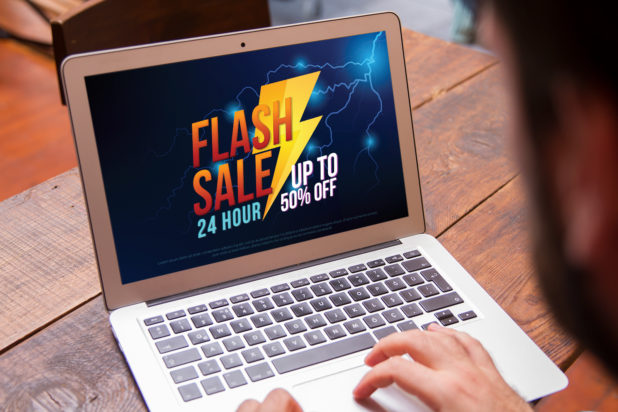 Flash sale image depicted on laptop screen